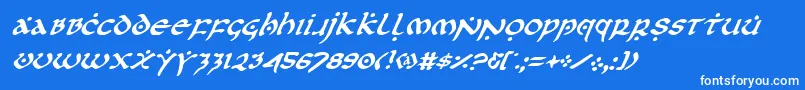 Czcionka FirstOrderItalic – białe czcionki na niebieskim tle