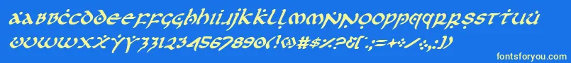 Czcionka FirstOrderItalic – żółte czcionki na niebieskim tle