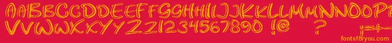 Paco-Schriftart – Orangefarbene Schriften auf rotem Hintergrund
