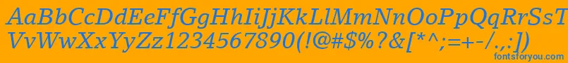 Czcionka LinoLetterLtItalic – niebieskie czcionki na pomarańczowym tle