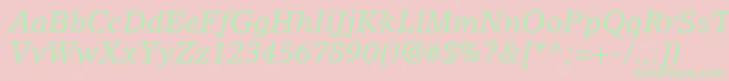 LinoLetterLtItalic Font – Green Fonts on Pink Background