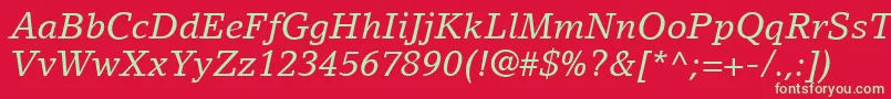 LinoLetterLtItalic Font – Green Fonts on Red Background