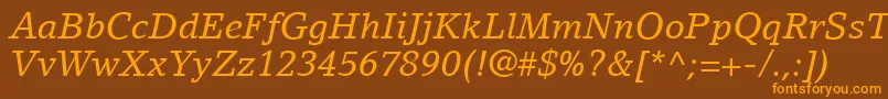 LinoLetterLtItalic Font – Orange Fonts on Brown Background