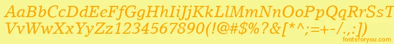 LinoLetterLtItalic Font – Orange Fonts on Yellow Background