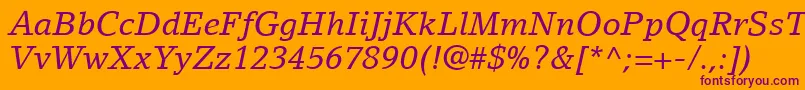 フォントLinoLetterLtItalic – オレンジの背景に紫のフォント