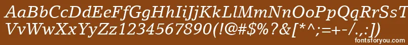 フォントLinoLetterLtItalic – 茶色の背景に白い文字