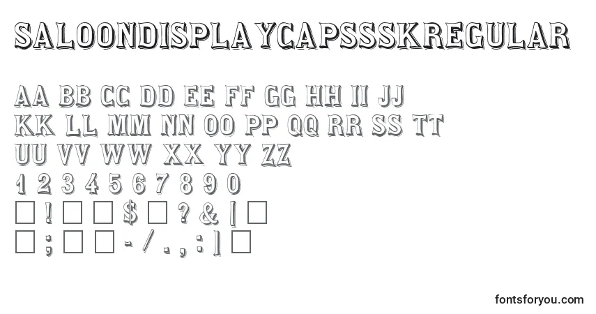 A fonte SaloondisplaycapssskRegular – alfabeto, números, caracteres especiais