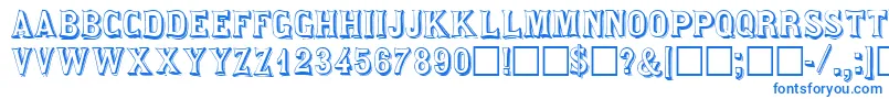 SaloondisplaycapssskRegular-Schriftart – Blaue Schriften auf weißem Hintergrund