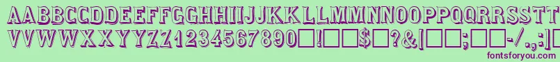 SaloondisplaycapssskRegular-Schriftart – Violette Schriften auf grünem Hintergrund