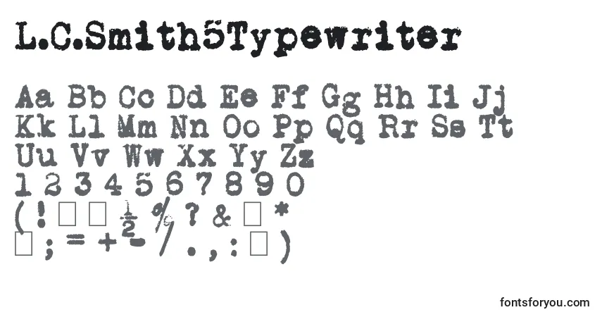 Czcionka L.C.Smith5Typewriter – alfabet, cyfry, specjalne znaki
