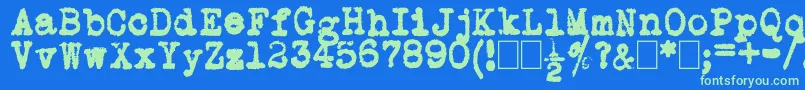 L.C.Smith5Typewriter Font – Green Fonts on Blue Background