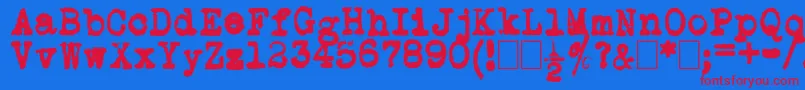 L.C.Smith5Typewriter-fontti – punaiset fontit sinisellä taustalla