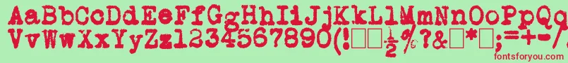 Шрифт L.C.Smith5Typewriter – красные шрифты на зелёном фоне