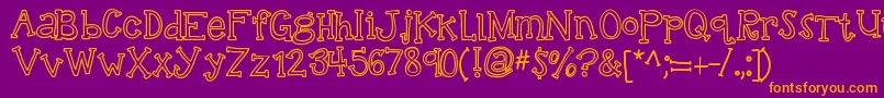 Fonte Kbtalkingloudly – fontes laranjas em um fundo violeta