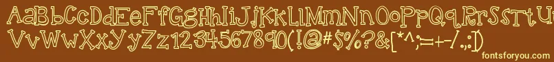 Kbtalkingloudly Font – Yellow Fonts on Brown Background