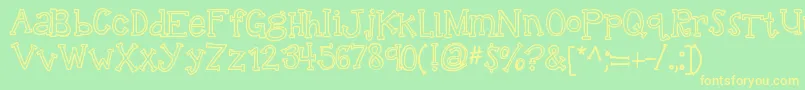 Kbtalkingloudly Font – Yellow Fonts on Green Background