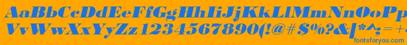 UrwbodonidextbolextwidOblique-Schriftart – Blaue Schriften auf orangefarbenem Hintergrund