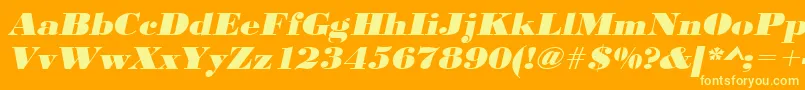 UrwbodonidextbolextwidOblique-Schriftart – Gelbe Schriften auf orangefarbenem Hintergrund