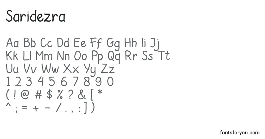 Czcionka Saridezra – alfabet, cyfry, specjalne znaki