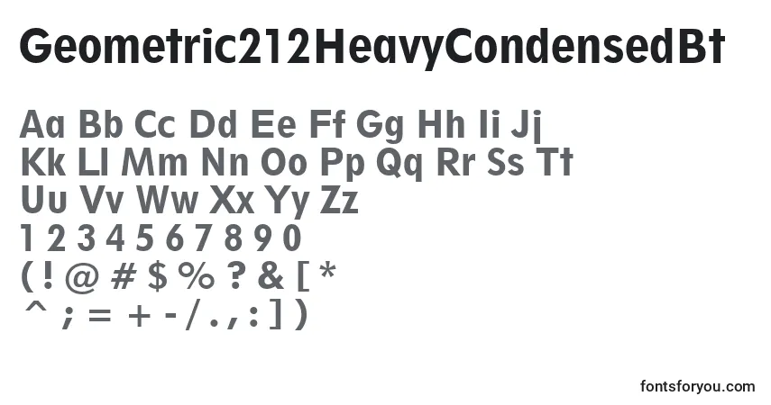 A fonte Geometric212HeavyCondensedBt – alfabeto, números, caracteres especiais