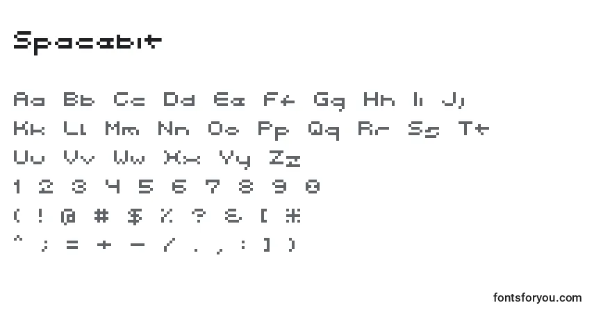 A fonte Spacebit – alfabeto, números, caracteres especiais