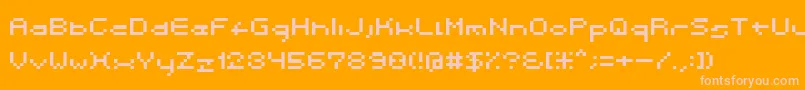 Spacebit-Schriftart – Rosa Schriften auf orangefarbenem Hintergrund