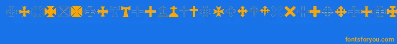 RtaCross Font – Orange Fonts on Blue Background