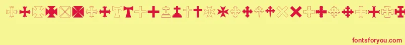 RtaCross-Schriftart – Rote Schriften auf gelbem Hintergrund