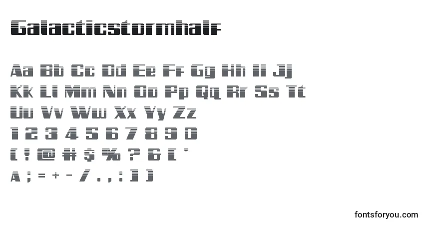 Шрифт Galacticstormhalf – алфавит, цифры, специальные символы