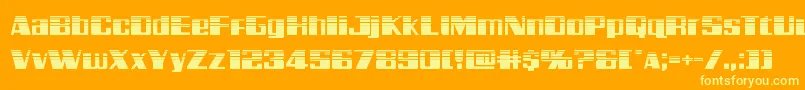Galacticstormhalf-Schriftart – Gelbe Schriften auf orangefarbenem Hintergrund