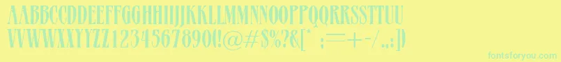 フォントAegina – 黄色い背景に緑の文字