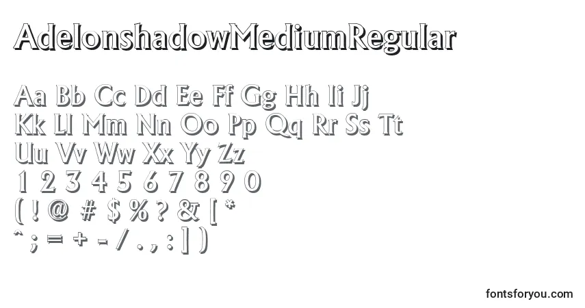 Czcionka AdelonshadowMediumRegular – alfabet, cyfry, specjalne znaki
