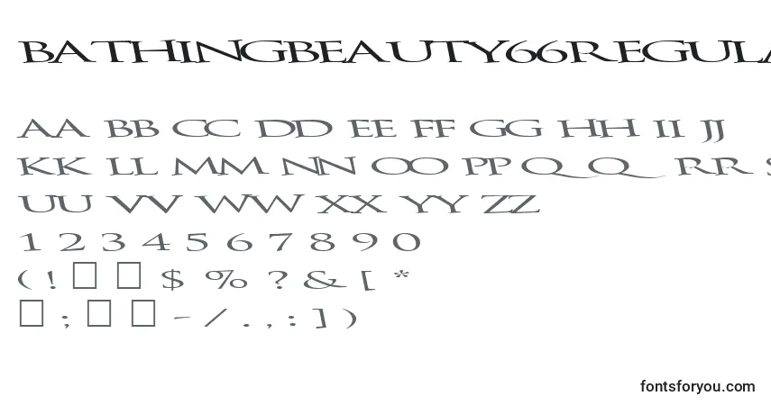 A fonte Bathingbeauty66RegularTtext – alfabeto, números, caracteres especiais