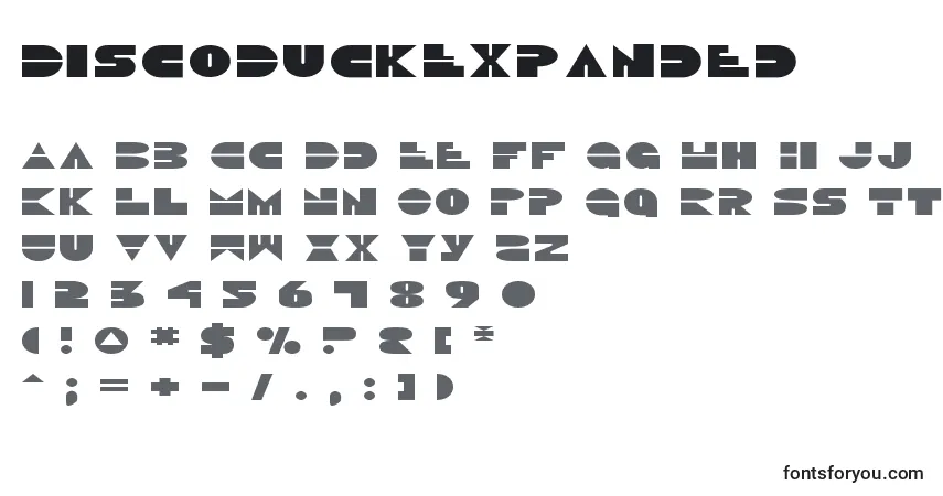 DiscoDuckExpanded-fontti – aakkoset, numerot, erikoismerkit