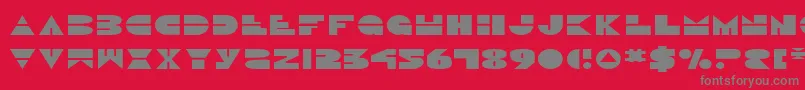 DiscoDuckExpanded-Schriftart – Graue Schriften auf rotem Hintergrund