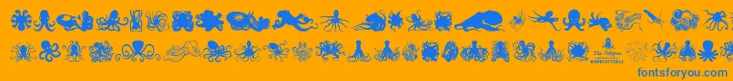 TheOctopus Font – Blue Fonts on Orange Background