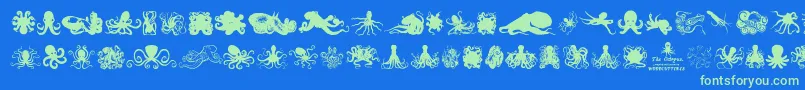 TheOctopus Font – Green Fonts on Blue Background