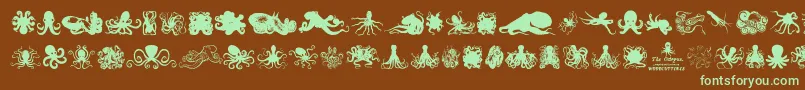 Czcionka TheOctopus – zielone czcionki na brązowym tle