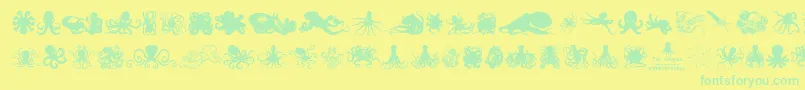 TheOctopus Font – Green Fonts on Yellow Background