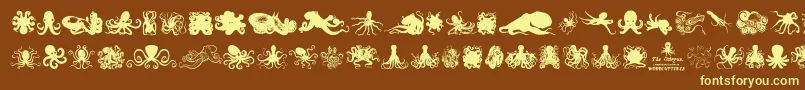 TheOctopus-fontti – keltaiset fontit ruskealla taustalla
