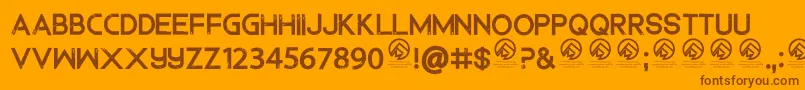 DedecusputroRegular-Schriftart – Braune Schriften auf orangefarbenem Hintergrund