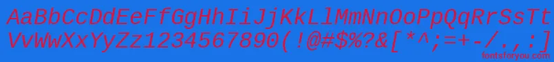 フォントLiberationmono – 赤い文字の青い背景