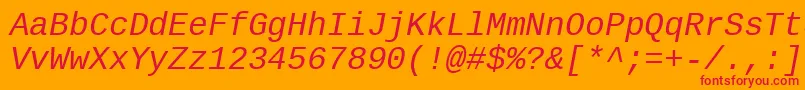 フォントLiberationmono – オレンジの背景に赤い文字