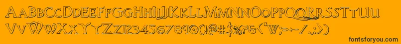 Woodgod3D-Schriftart – Schwarze Schriften auf orangefarbenem Hintergrund