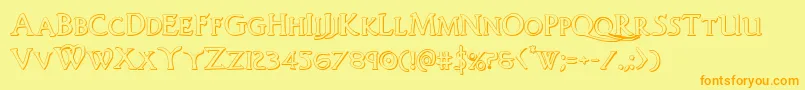 Woodgod3D Font – Orange Fonts on Yellow Background