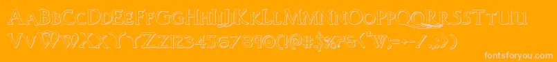 Woodgod3D-Schriftart – Rosa Schriften auf orangefarbenem Hintergrund