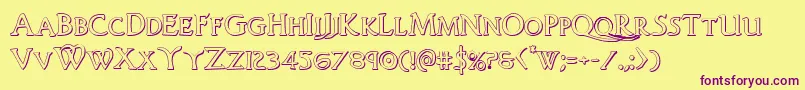 Woodgod3D Font – Purple Fonts on Yellow Background