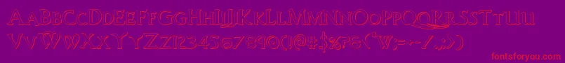 Woodgod3D-Schriftart – Rote Schriften auf violettem Hintergrund