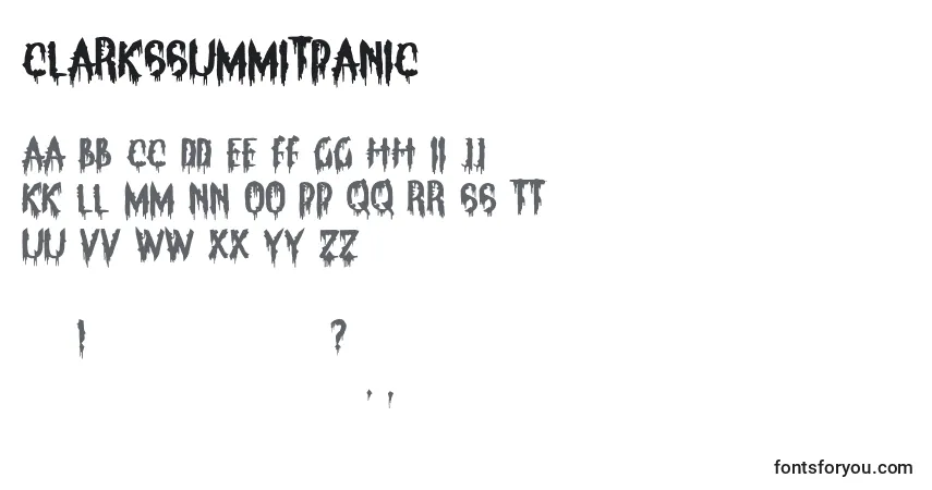 Schriftart ClarksSummitPanic – Alphabet, Zahlen, spezielle Symbole