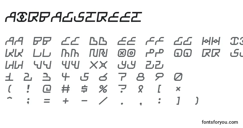 Czcionka Airbagstreet – alfabet, cyfry, specjalne znaki